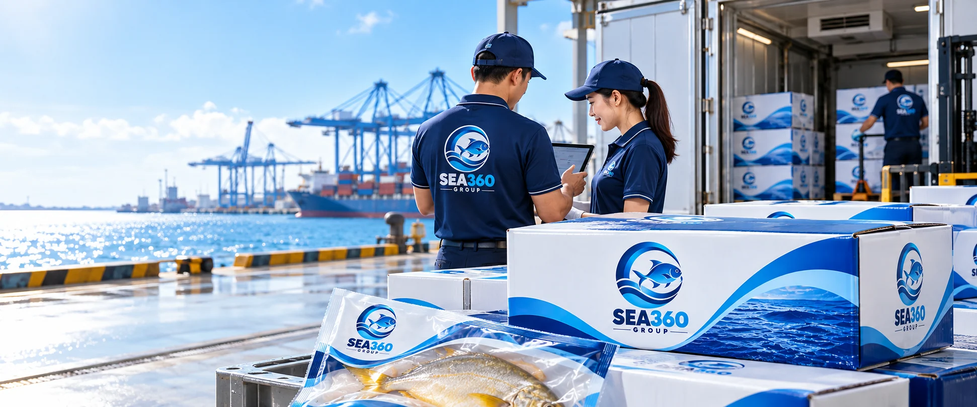 Minh họa kết nối thị trường xuất khẩu thủy sản